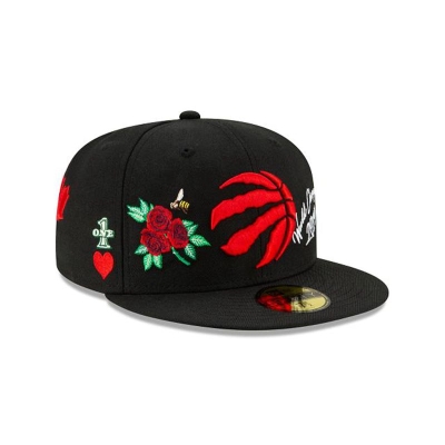 Black Toronto Raptors Hat - New Era NBA Icon 59FIFTY Fitted Caps USA0871634